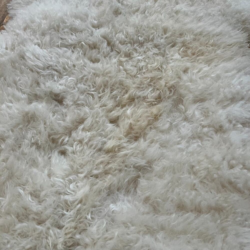 Genuine Fluffy Sheepskin Rug 21" x 33" Thick Cream Colored - Picture 2 of 14
